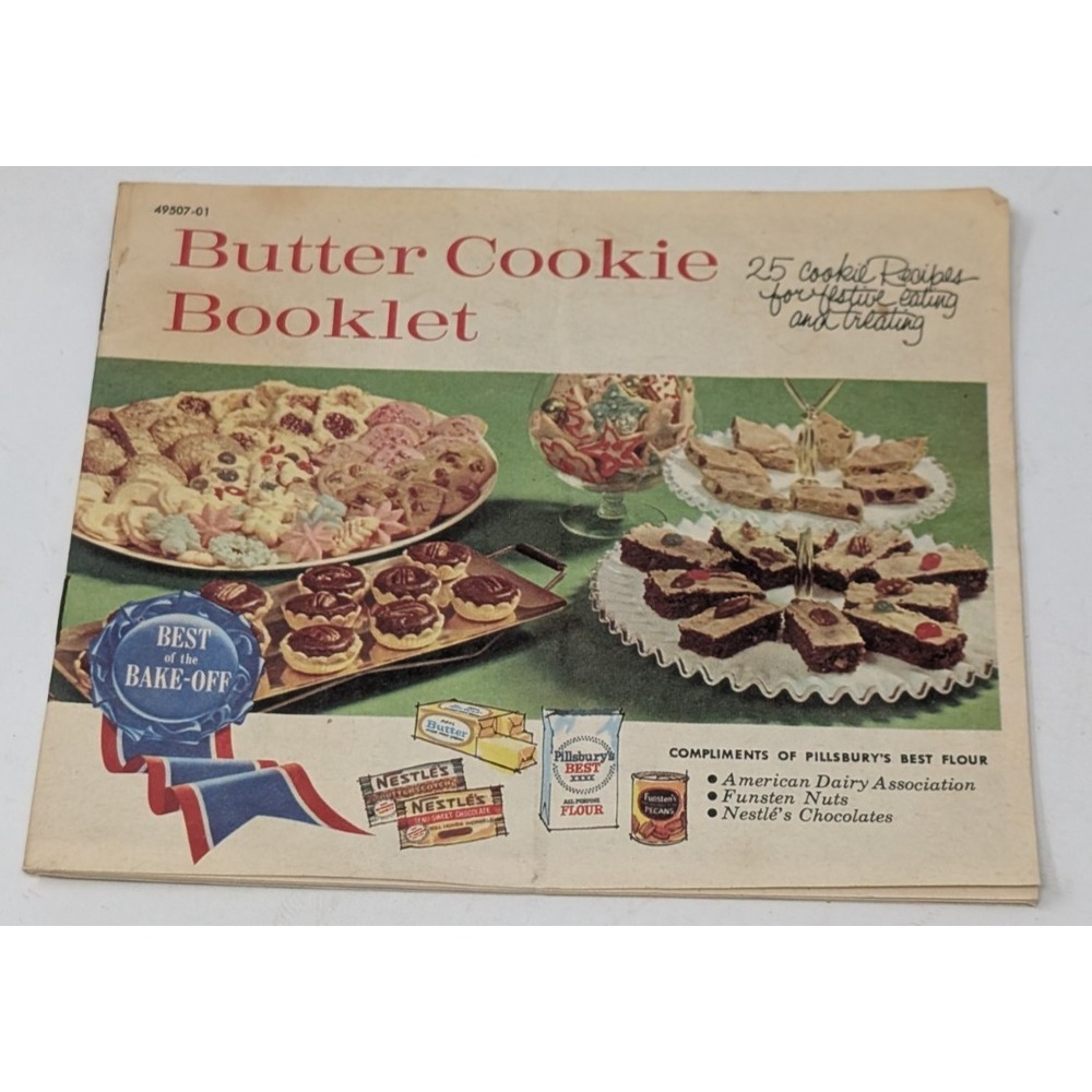 Vintage Butter Cookie Cook Book Let Pillsbury Bake Off Recipes Desserts 1960s‎